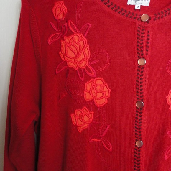 Unique International Women Red cardigan sweater - Picture 2 of 8